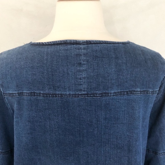 Eloquii Flare Sleeve Dark Indigo Denim Top - Picture 6 of 8